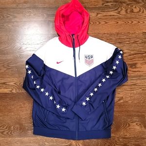 Nike USMNT Soccer Windrunner Windbreaker Jacket, Red White & Blue Men's Medium